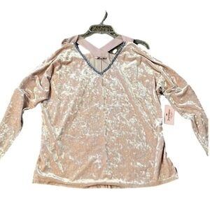 Juicy Couture velvet rhinestone neckline, cold shoulder blouse. Size medium.